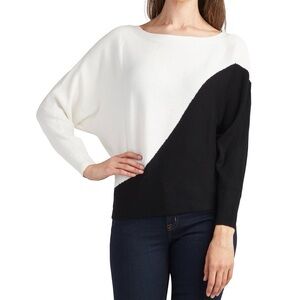 BCX Juniors' Colorblocked Ribbed Dolman-Sleeve Sweater